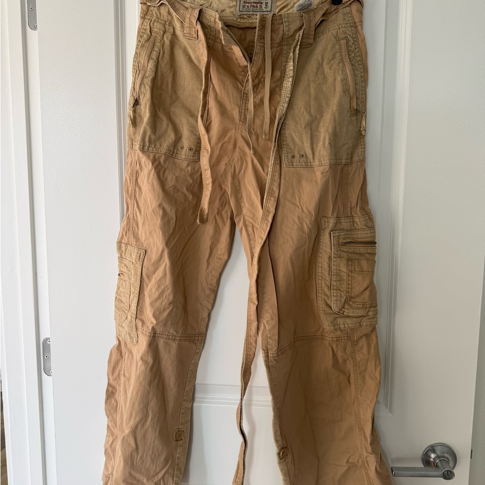 Abercrombie & Fitch Tan Cargo Pants with Utility Pockets